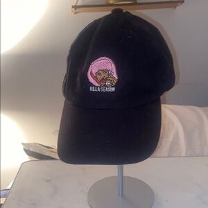 Black Baseball Cap with Adjustable Fit and Curved Brim